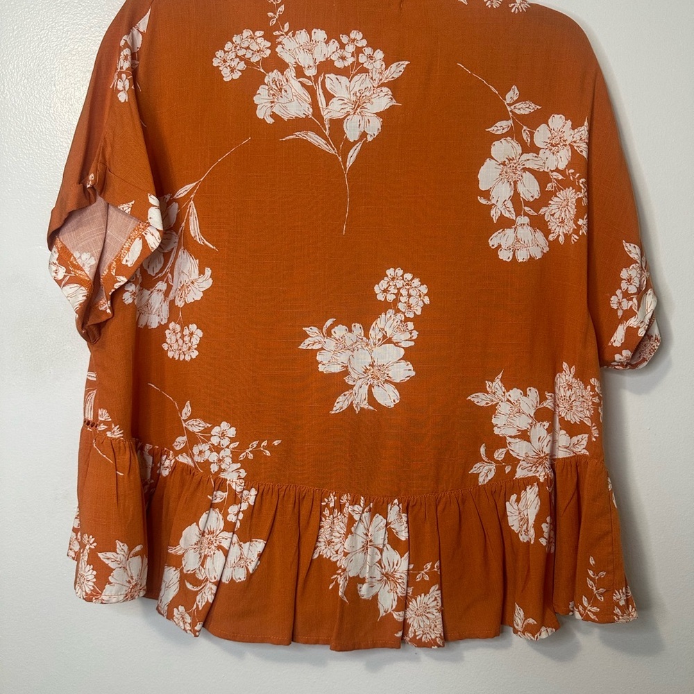 Floral Orange Women's Top - Picture 5 of 7